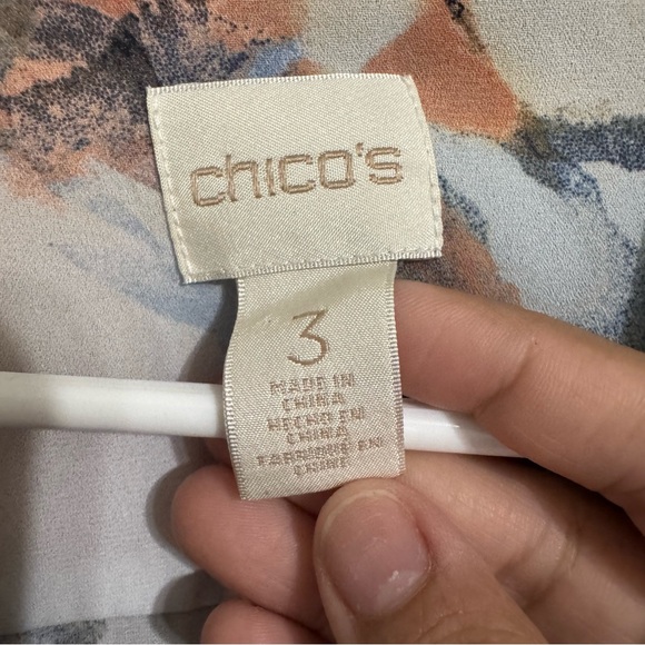 Chico's Orange and Blue Floral Long Sleeve Button Down Shirt - Picture 7 of 8